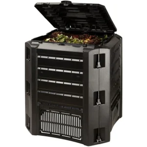 Compostador orgánico jardín o cocina. Armario contenedor compost. Compostaje ecológico. 380 litros. Color negro. Haz tu propio compost fertilizante.