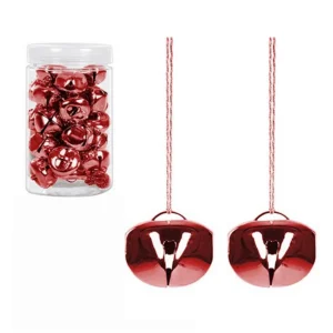 Decoración árbol de navidad, bote con 30 cascabeles rojos. Decoración y manualidades.