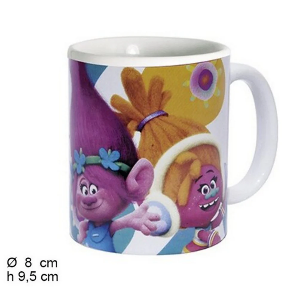 Lote de 6 tazas de TROLLS. Tazas originales y graciosa para el desayuno. Tazas infantiles para niño y niña. - Imagen 4