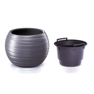 Maceta redonda con depósito Premium Meis Garden 25 lts. 40cm. Color Elegante Antracita.